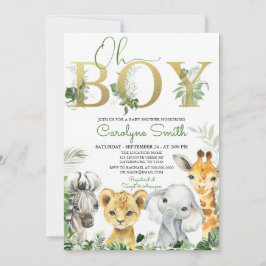 Oh Boy Tropical Jungle Animals Baby Shower Inbjudningar