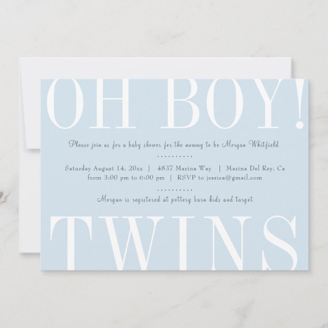 Oh Boy Twillingars Baby Shower-inbjudan Inbjudningar (Framsida)