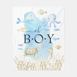 Oh Boy under Sea Baby Receiving Blanket Fleecefilt