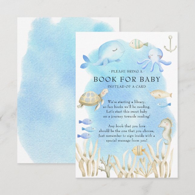 Oh Boy under Sea Baby Shower Bok för Baby Tilläggskort (Fram/baksida)