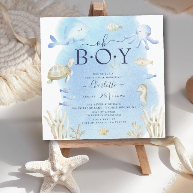 Oh Boy under Sea Baby Shower-inbjudan Inbjudningar (Skapare uppladdad)