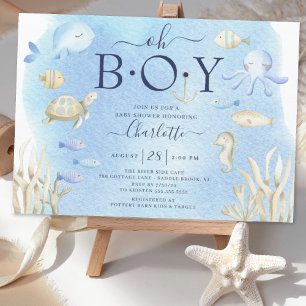 Oh Boy under Sea Baby Shower Inbjudningar