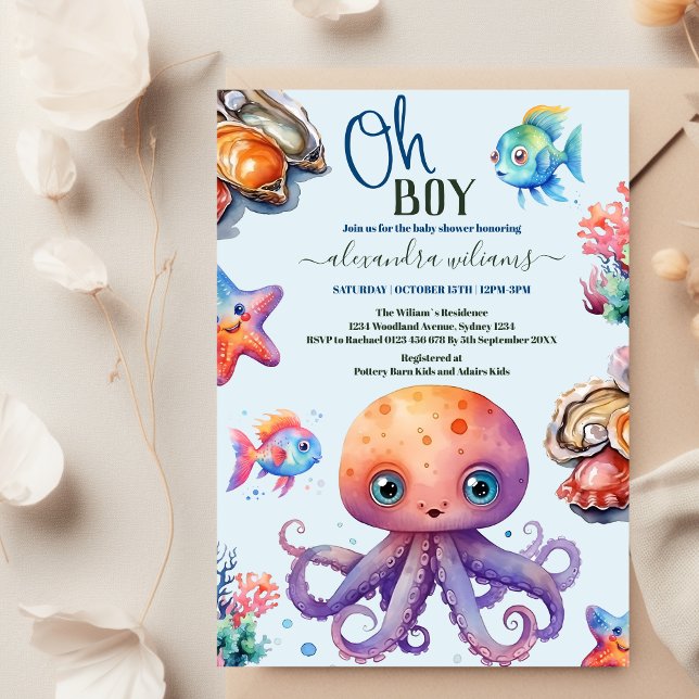 Oh Boy under Sea Baby Shower Inbjudningar (Skapare uppladdad)