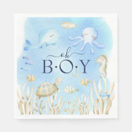 Oh Boy under Sea Baby Shower Papper Napkins Pappersservett