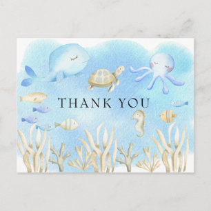 Oh Boy under Sea Baby Shower Tack Vykort