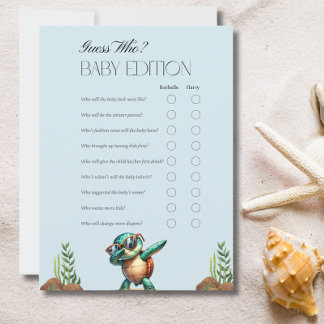 Oh Boy under Sea Turtle Baby Shower Game Card