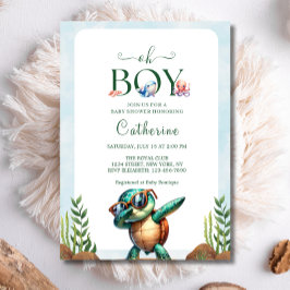Oh Boy under Sea Turtle Baby Shower Inbjudningar