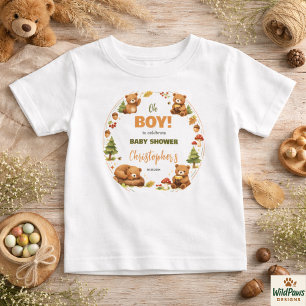 Oh Boy Vattenfärg Skogsbjörn Baby Shower T Shirt