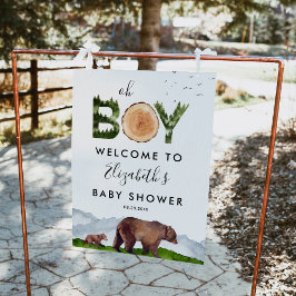 Oh Boy Watercolor Woodland Bear Välkommen Poster