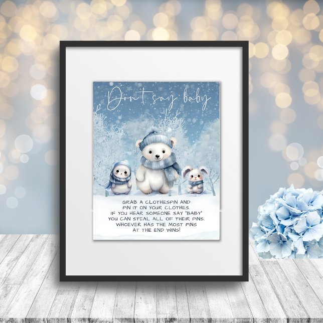 Oh Boy Winter Baby Shower Säg inte Baby Game Poster (Skapare uppladdad)