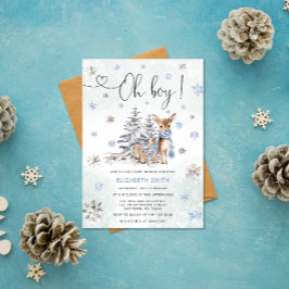Oh Boy Winter Hjort Baby Shower Inbjudningar