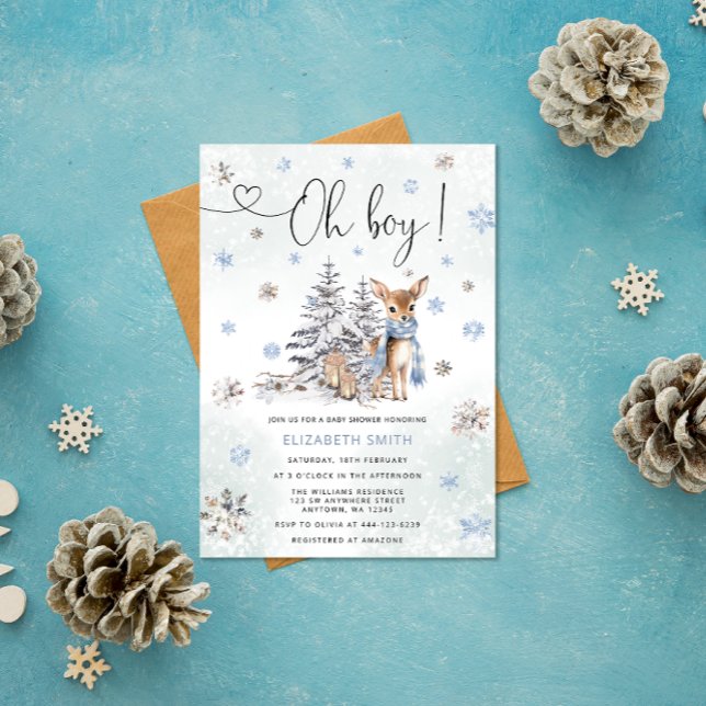 Oh Boy Winter Hjort Baby Shower Inbjudningar (Skapare uppladdad)