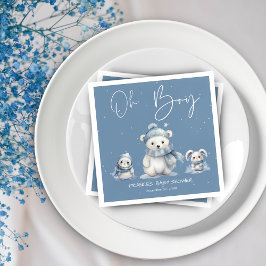 Oh Boy Winter | Skogsbabyskuvar redigerbar Pappersservett
