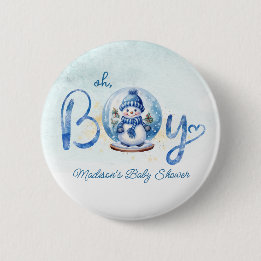 Oh Boy Winter Theme Baby Shower Button Knapp