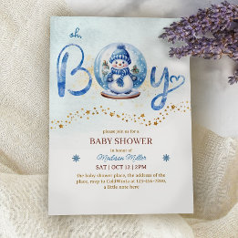 Oh Boy Winter Theme Baby Shower Inbjudningar