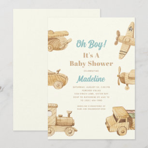 Oh Boy Wooden Toys Baby Shower-inbjudan Inbjudningar