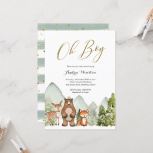 Oh Boy Woodland Animal Baby Shower-inbjudan Inbjudningar