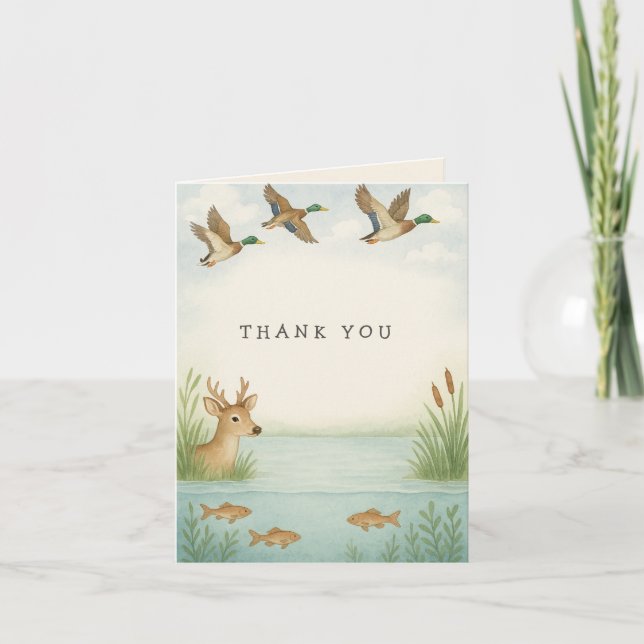 Oh Boy Woodland Baby Shower Tack. Tack Kort (Framsida)