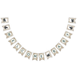 Oh Boy Woodland Bear Äventyr Välkommen Baby Banner Vimplar