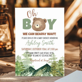 Oh Boy Woodland Bear Baby Shower-inbjudan Inbjudningar