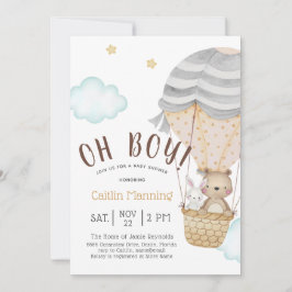 Oh Boy Woodland Nalle Baby Shower Inbjudningar
