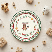 Oh Boy Woodland Winter Baby Shower Inbjudan Pape