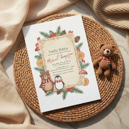 Oh Boy Woodland Winter Baby Shower Invitation Inbjudningar