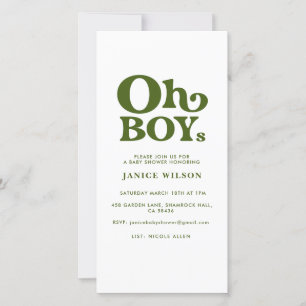 Oh Boys Baby Shower-inbjudan Meddelande