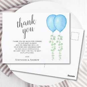 Oh Boys Blue Balloon Twillingars Baby Shower Tack Vykort
