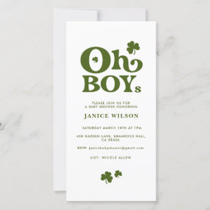 Oh Boys St. Patrick's Day Baby Shower-inbjudan Meddelande