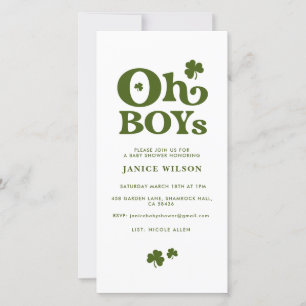 Oh Boys St. Patrick's Day Baby Shower-inbjudan Meddelande