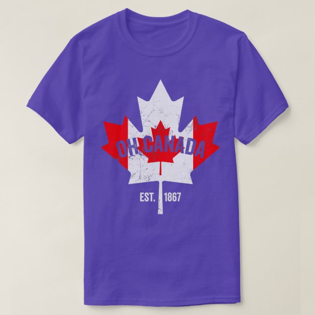 Oh Canada Canadian Flag Maple Leaf Est  T Shirt (Design framsida)