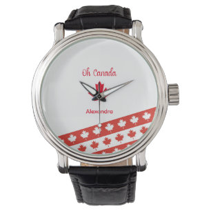 Oh Canada   Elegant Red Maple Löv Armbandsur