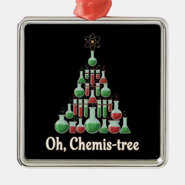 Oh Chemis-tree Funny Science Chemistry Christmas  Julgransprydnad Metall (Framsidan)