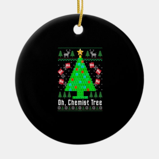 Oh Chemist Träd Merry Chemistree Chemistry Ugly Ch Julgransprydnad Keramik (Framsidan)