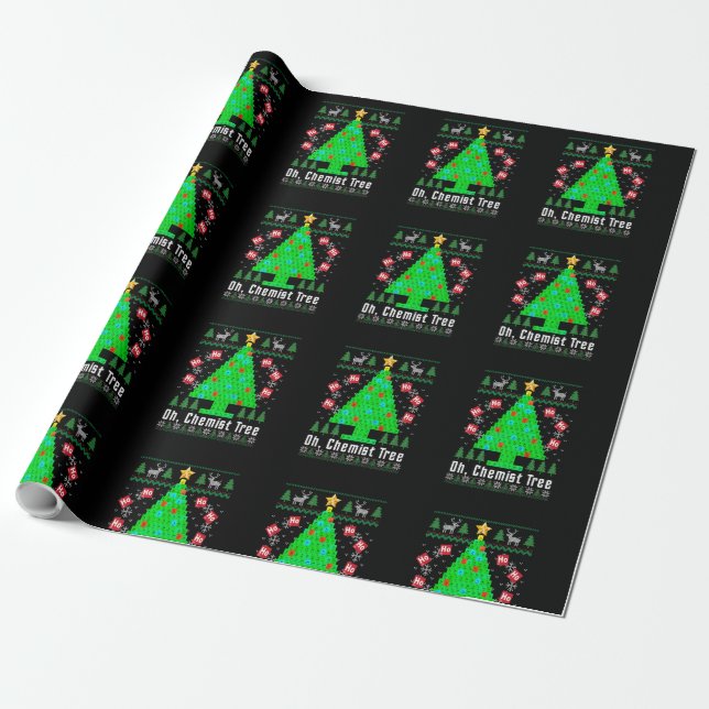 Oh Chemist Träd Merry Chemistree Chemistry Ugly Ch Presentpapper (Utrullad)