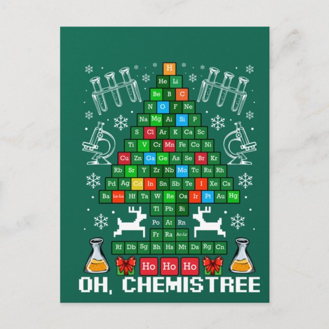 Oh Chemistree Christmas Chemistry Science Periodic Vykort (Framsida)