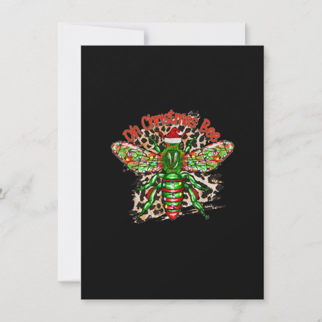 Oh Christmas Bee Christmas Gifts Light Merry Xmas Inbjudningar (Framsida)