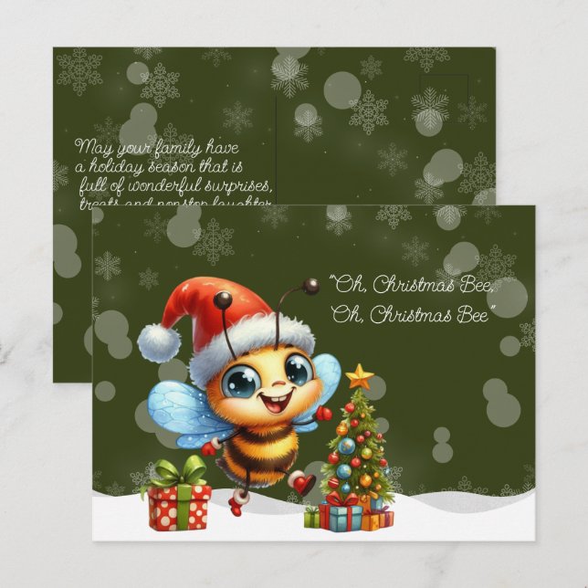 "Oh, Christmas BEE, Oh, Christmas BEE" Vykort (Fram/baksida)