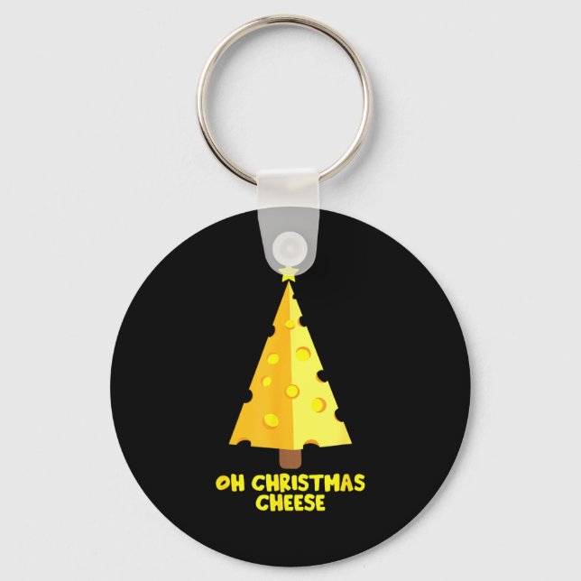 Oh Christmas Cheese Funny Cheese Lovers Gift  Nyckelring (Framsida)