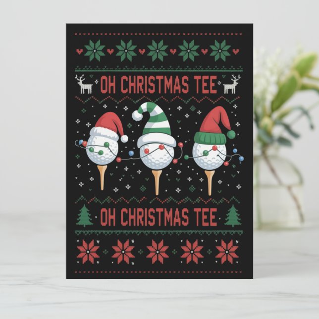 Oh Christmas Tee Ugly Golf Christmas Sweatshirt  Julkort (Stående Fram)