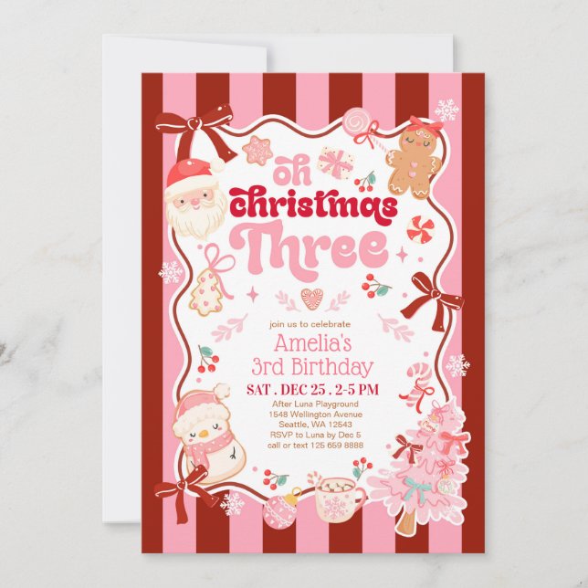 Oh Christmas Three 3:e födelsedagsinbjudan Inbjudningar (Framsida)