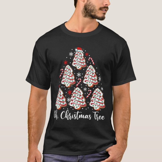 Oh Christmas Tree Cakes Debbie Becky Jen Cake Love T Shirt (Framsida)
