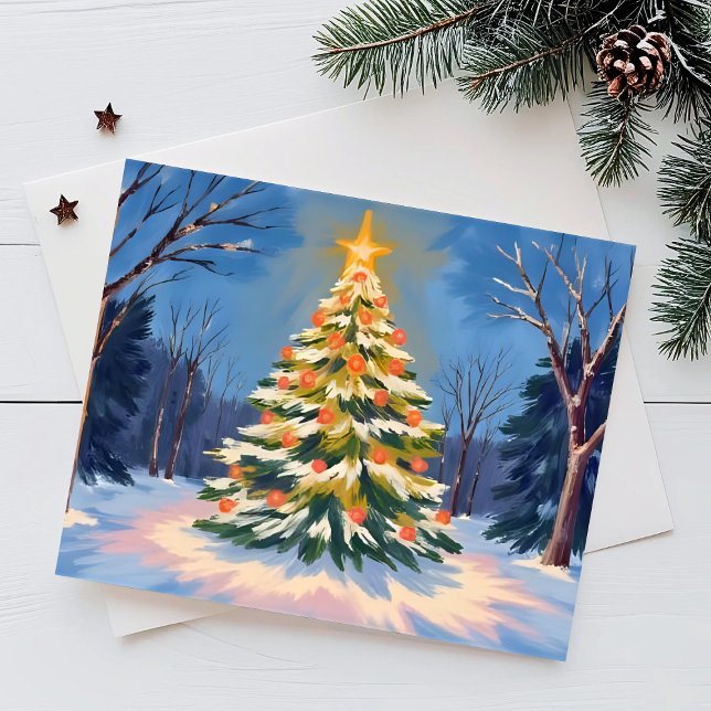 Oh Christmas Tree Watercolor Julkort (Skapare uppladdad)