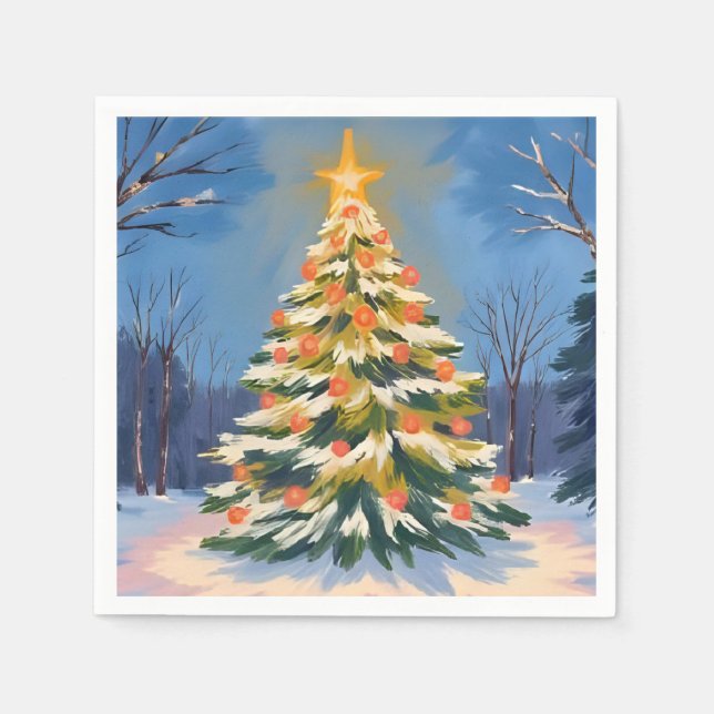 Oh Christmas Tree Watercolor Painting Holiday Pappersservett (Framsidan)