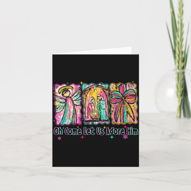 Oh Come Let Us Adore Him Christian Christmas Coque Kort (Framsida)