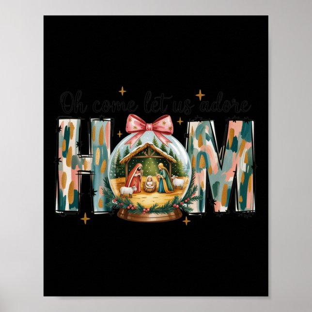 Oh Come Let Us Adore Him Christmas Nativity Scene  Poster (Framsidan)