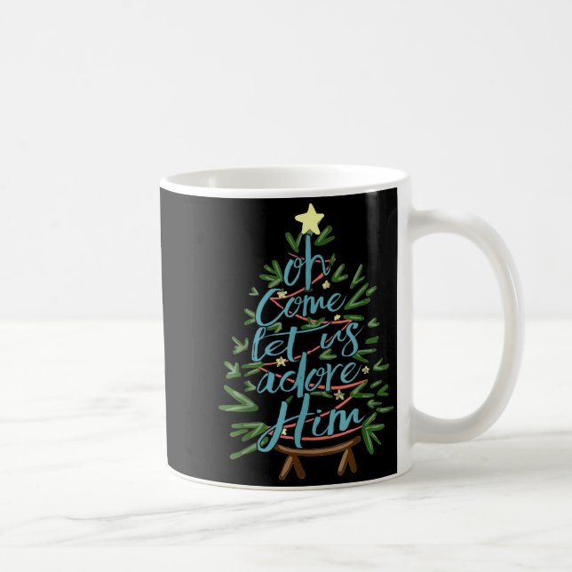 Oh Come Let Us Adore Him, Christmas Tree Quote  Kaffemugg (Höger)