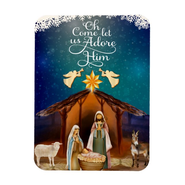 "Oh Come Let Us Adore Him" Nativity Christmas Magnet (Vertikal)