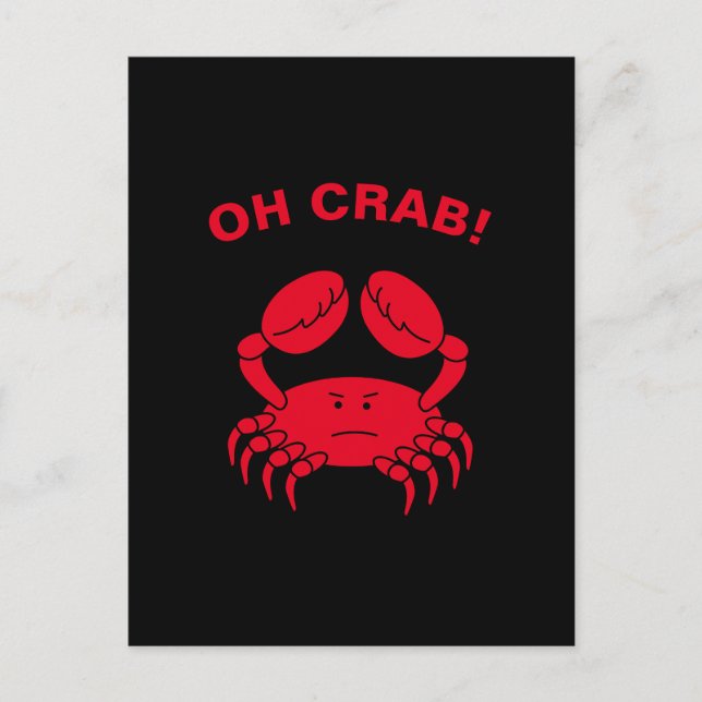 Oh Crab Funny Marine Life Sea Animal Crabby Pun Vykort (Framsida)